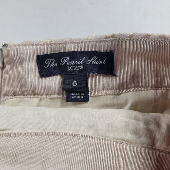 J.Crew Women Beige Professional Cotton Blend Textured Pencil Skirt Size 6 - Picture 2 of 8
